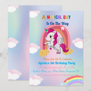 Invitation Cuisine personnalisée 5ème Unicorn Anniversaire Fê
