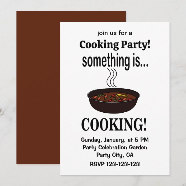 Invitation Cuisine Quelque chose est Cuisine (Devant / Derrière)