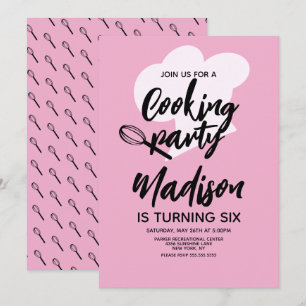 Invitation Cuisinier Chef Boulanger Fête d'anniversaire Rose