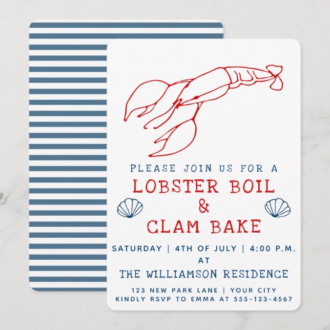 Invitation Cuisson au homard et cuisson à la confiture | Invi (Devant / Derrière)