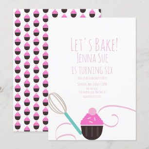 Invitation Cuisson Cupcake Décoration Anniversaire rose