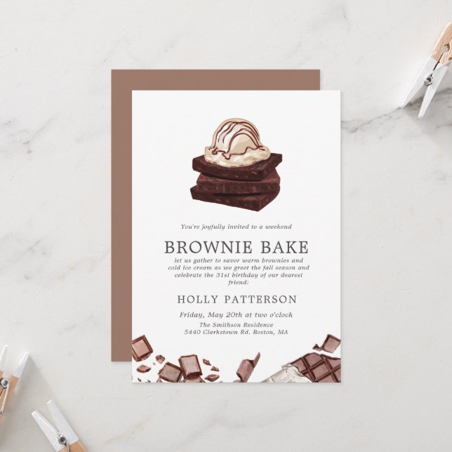 Invitation Cuisson de brownies | Petite réunion sur le thème  (Devant/Arrière en situation)
