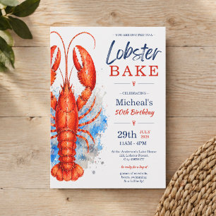 Invitation Cuisson de homard à l'aquarelle 50e anniversaire