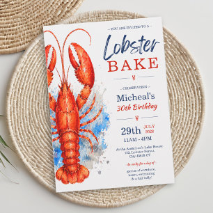 Invitation Cuisson du homard à l'aquarelle 30e anniversaire