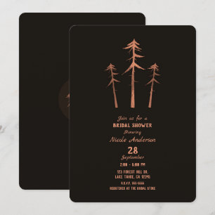 Invitation Cuivre Bronze Grands Pins Ruraux Fête de Mariage