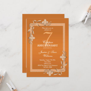 Invitation Cuivre Gemme & Paillettes 7e Anniversaire de Maria