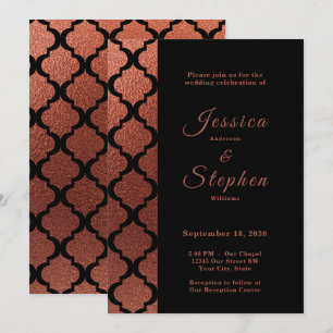 Invitation Cuivre moderne et noir Elégant Mariage marocain