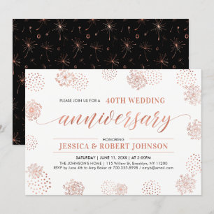 Invitation Cuivre   Moderne Floral 40e Anniversaire de Mariag