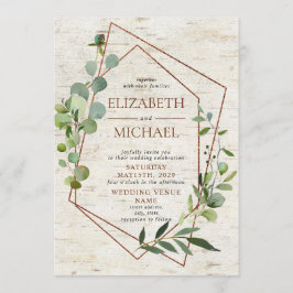 Invitation Cuivre rustique Géométrique Verdure Mariage élégan
