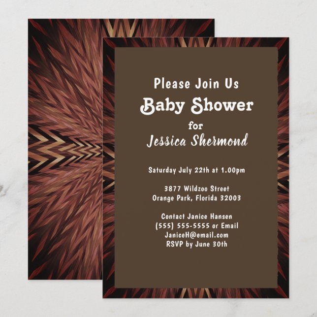 Invitation Cuivre tribal Abstrait dans le Baby shower de brou (Devant / Derrière)