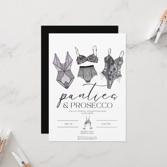 Invitation Culotte et prothèse lingerie douche nuptiale (Devant/Arrière en situation)