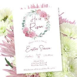 Invitation Culte de Pâques de l'Église Elégant Rose Il est Re