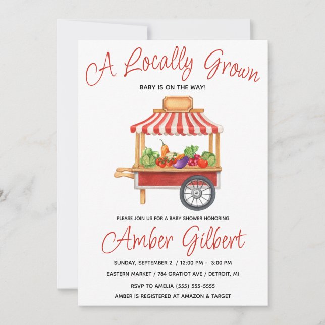 Invitation Cultivé localement, le Baby shower des agriculteur (Devant)