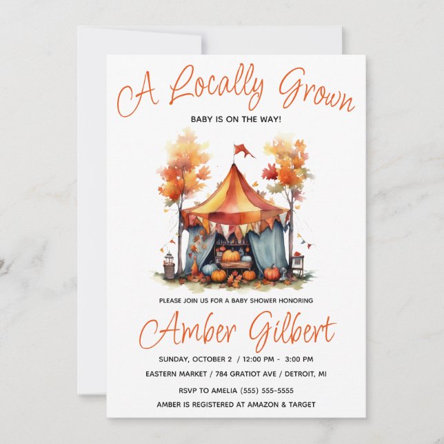 Invitation Cultivé localement, le Baby shower des fermiers d' (Devant)