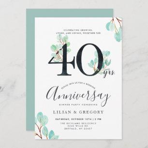 Invitation Cultiver ensemble Thème Eucalyptus du 40e annivers