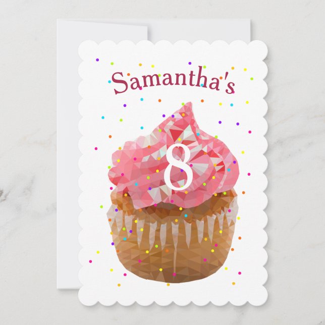 Invitation Cupcake d'âge d'anniversaire (Devant)