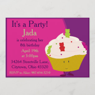 Invitation Cupcake de l'ours gommé