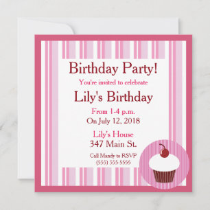 Invitation Cupcake de vanille rose