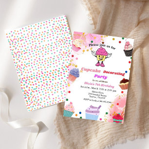 Invitation Cupcake décorant l'anniversaire, le bain de cuisso