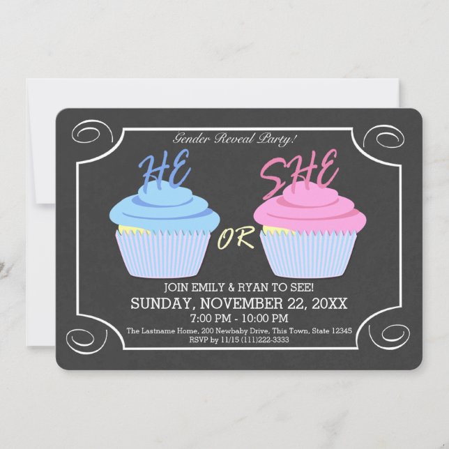 Invitation Cupcake Genre Reveale Party (Devant)
