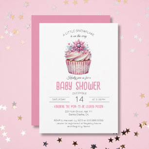 Invitation Cupcake rose Bébé saupoudrer d'hiver Baby shower f