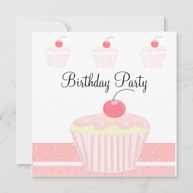 Invitation Cupcake rose givré (Devant)