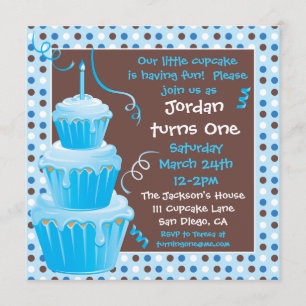Invitation Cupcakes empilés 1er anniversaire avec des à petit