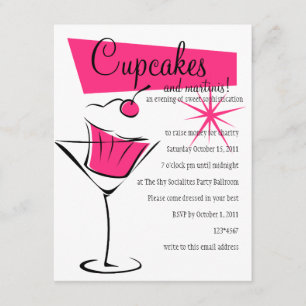 Invitation Cupcakes et Martinis en rose chaud