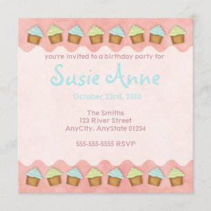 Invitation Cupcakes Pink Cute