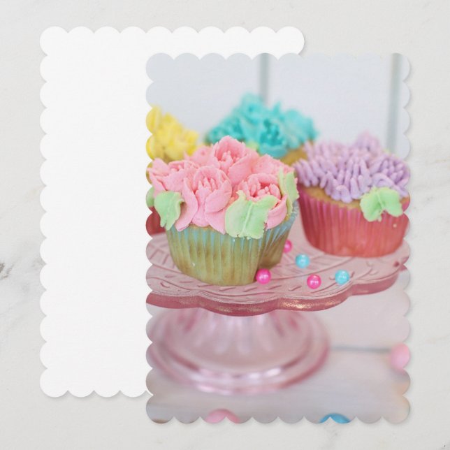 Invitation Cupcakes Sucres de gâteau Dessert Le destin de Yum (Devant / Derrière)