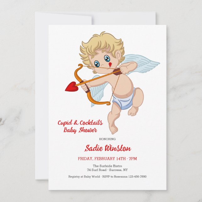 Invitation Cupid Baby shower (Devant)