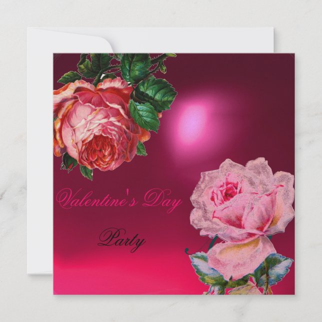 INVITATION CUPID DENTELLE COEUR ET ROSE ROSE VALENTINE MONOGR (Devant)
