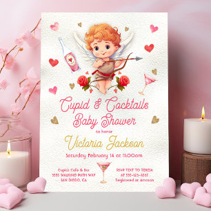 Invitation Cupid et cocktails Baby shower de la Saint Valenti