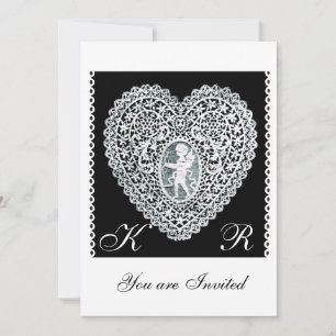 INVITATION CUPID LACE COEUR MONOGRAMME