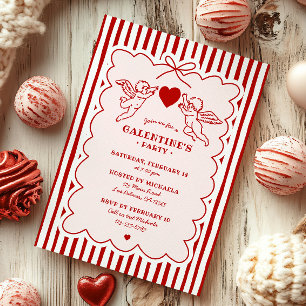 Invitation Cupidon de style vintage gribouillages Fête de Gal