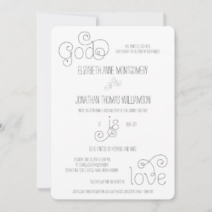 Invitation Curly Script Dieu est Amour Mariage chrétien