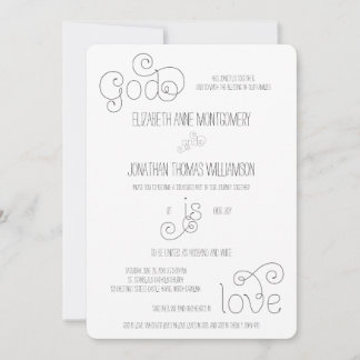Invitation Curly Script Dieu est Amour Mariage chrétien