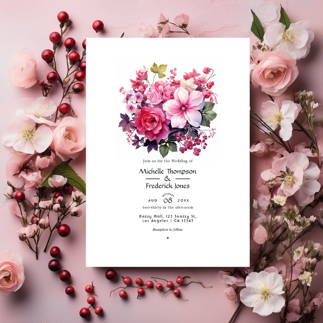 Invitation Currant et Rose Floral Spring Wedding (Créateur téléchargé)