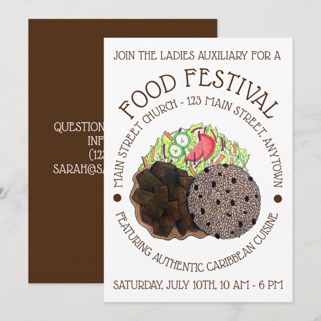 Invitation Curry Chèvre Riz et pois Caribbean Food Festival (Devant / Derrière)