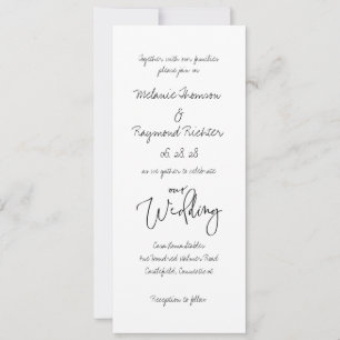 Invitation Cursive manuscrite 2 Notre Mariage 4 X 9 Pouce Lon