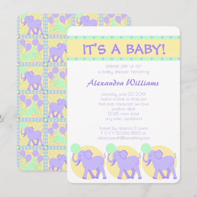 Invitation Curte Circus | Baby shower Son A Baby Adorable (Devant / Derrière)