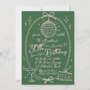 Invitation Custom 30th Birthday Disco Hand Drawn