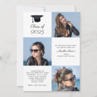 Custom 3 Photo Collage Classe Graduation Invitatio