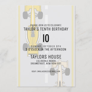 Invitation Custom Age Course Voiture Piste Sports Anniversair