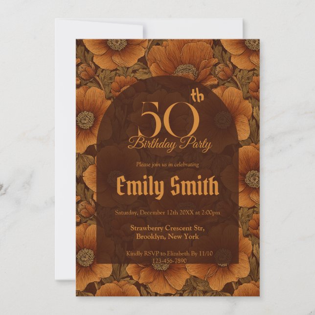 Invitation Custom Anemones Floral Nature-Inspired Parties (Devant)