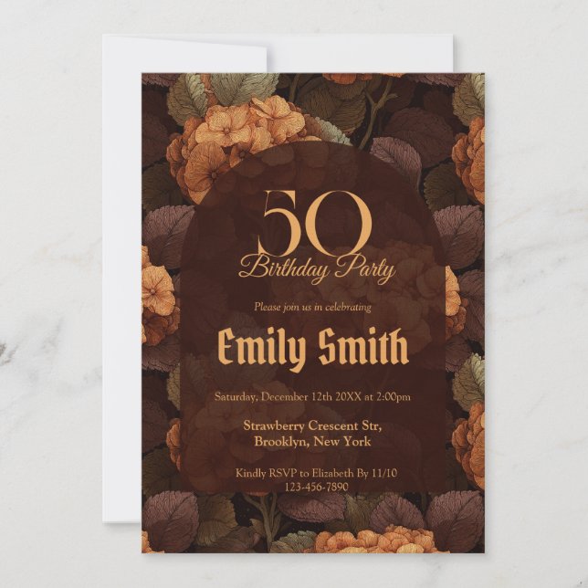 Invitation Custom Anemones Petal 15Th Birthday Party (Devant)