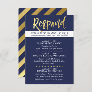 Invitation CUSTOM Bar Mitzvah boîtier Tommy navy + or