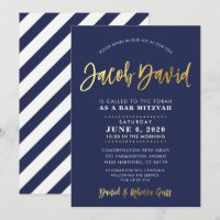 CUSTOM Bar Mitzvah marine moderne + nom or JACOB