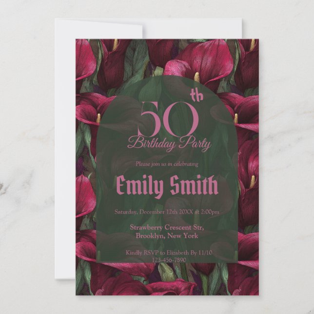 Invitation Custom Call Lilies Petal First Birthday (Devant)