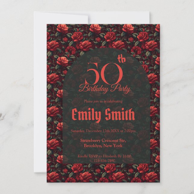 Invitation Custom Gardenias Petal 80Th Birthday (Devant)